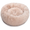 Long faux fur fabric dog bed comfortable  round dog bed super soft washable pet cushion bed